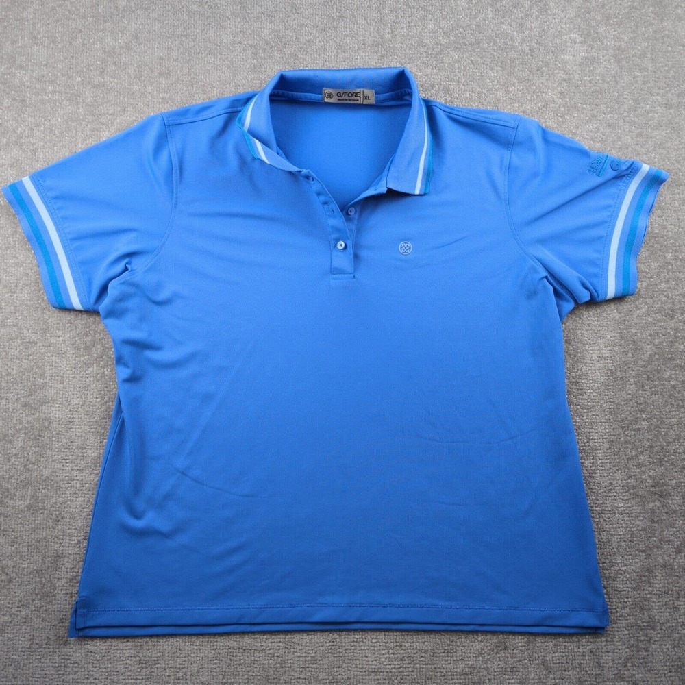G/Fore Polo Shirt Womens Extra Large Golf Blue Striped Sleeve Embroidered